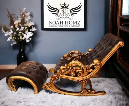 Royal Golden Hand Carved Rocking Chair