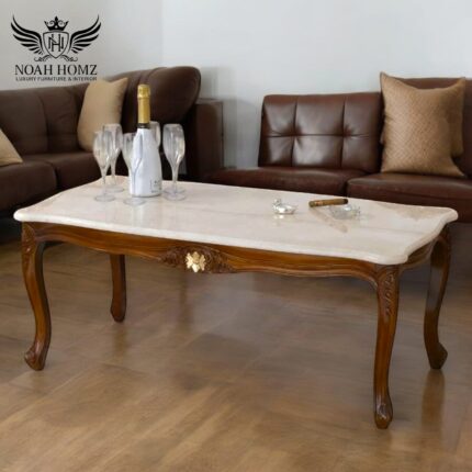 Grand Mahogany Charm: Artisan Carved Center Table
