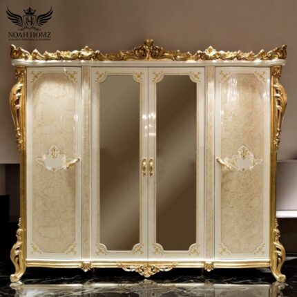 Luxury Wooden Almirah with Carved Detailing